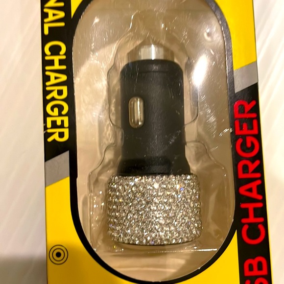 NWT Original Charger USB car charger for 2 Black w/ Crystals - Picture 2 of 9